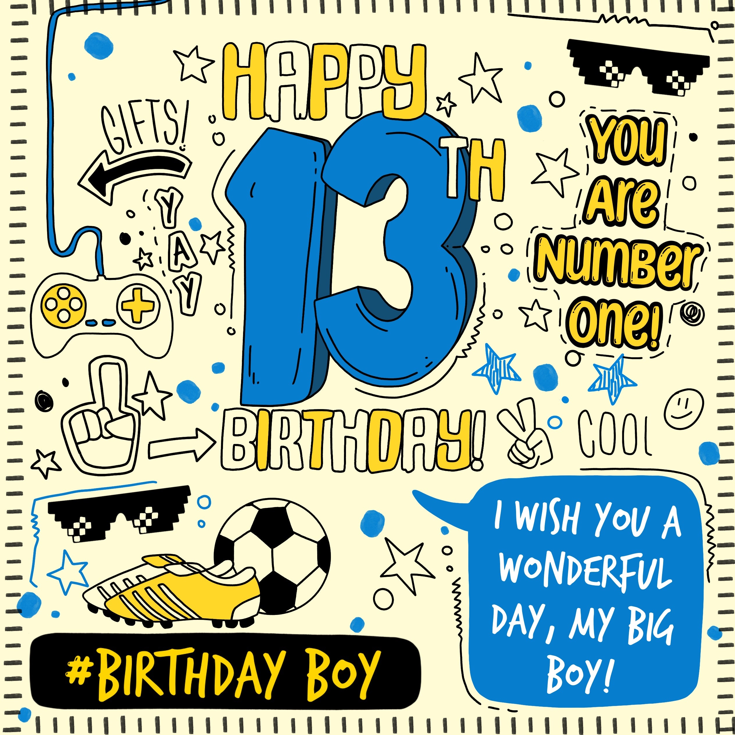 Happy 13th Birthday Wish You A Wonderful Day Card Occasion_Birthday Milestone Age_13th Birthday